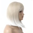 thumbnail image 4 of Peluca de platino corta blanca cremosa con flequillo, cabello degradado a rubio, pelucas sintéticas resistentes al calor de 12 pulgadas esquí esquí Gafas de esquí, 4 of 5