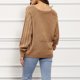 thumbnail image 3 of Suéter de punto torcido con botones y cuello cuadrado informal de otoño e invierno de estilo europeo y americano para mujer, 3 of 6