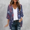 thumbnail image 2 of UVEASISHA Fourth of July Kimono for Women 3/4 Sleeve Plus Size Cardigans Memorial Day Distressed Print Cardigan Jacket Lightweight Casual Open Front Kimonos Multicolor L, 2 of 6