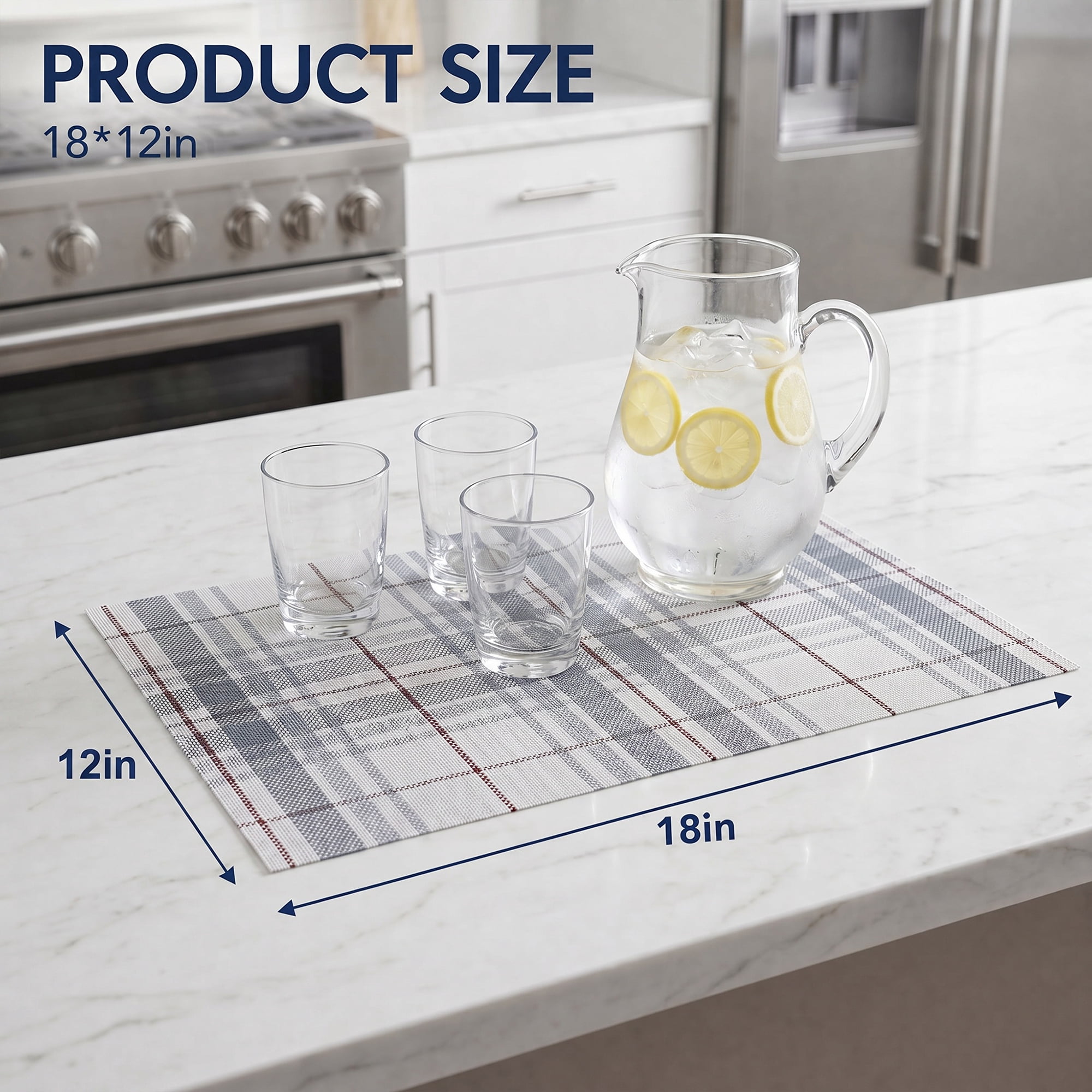 Unique Bargains Placemats Set of 6 Placemats for Kitchen Dining Table Washable Gray Blue