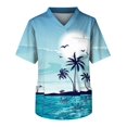 thumbnail image 2 of Men's Nursing Scrubs Short Sleeve Graphic Print V Neck Scrub Shirt Medical Work Uniform with Pocket Scrub Tops for Men Blue 4XL, 2 of 3
