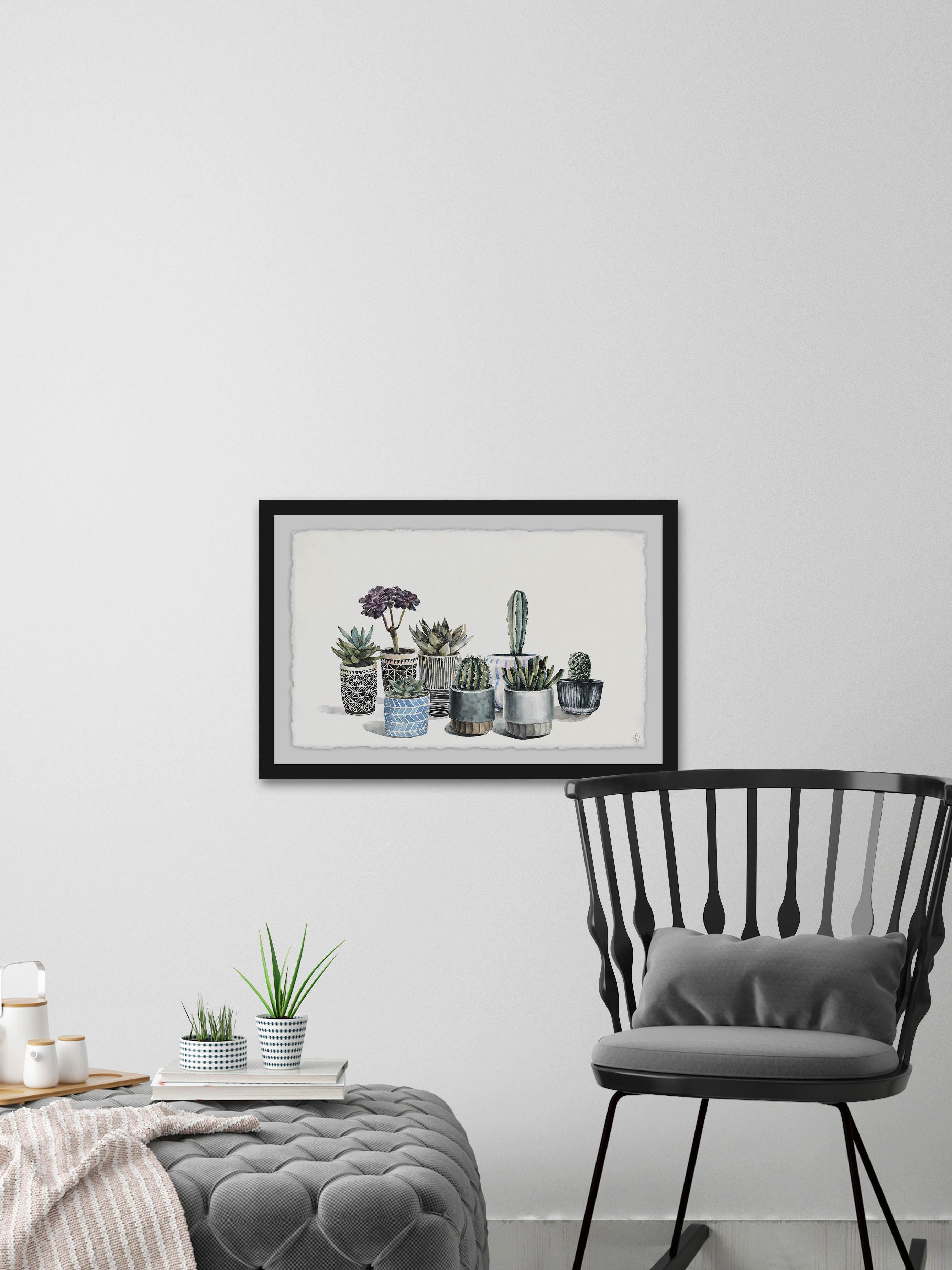 Garden Of Succulents Framed Painting Art Print, 45.00" x 1.50"