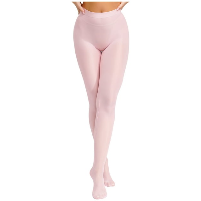 Manyakai Bas Ultra Fins Brillants Sans Couture en Nylon Transparent Rose TG
