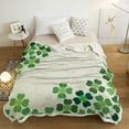 thumbnail image 3 of Sherpa Fleece Throw Blanket Cozy Soft Warm Bed Blankets,St.Patrick''s Day Four Leaf Clover Green Pattern Fuzzy Plush Microfiber Lightweight Blankets All Season for Couch Sofa 40x50IN, 3 of 6