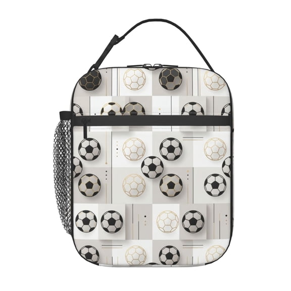 Soccer Insulated Lunch Box For Women Man, Portable Lunch Bag Reusable Cooler Tote For Office Work Travel Picnic Camping Beach