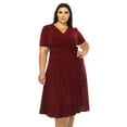 thumbnail image 4 of MOA Collection Women's Plus size Stylish Solid Faux Wrap Dress with Deep V-Neck, 4 of 5