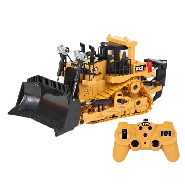 Tractor bulldozer con control remoto de 2,4 G y 9 canales, escala 1/24, con luces y sonido, coche de ingeniería El plastico