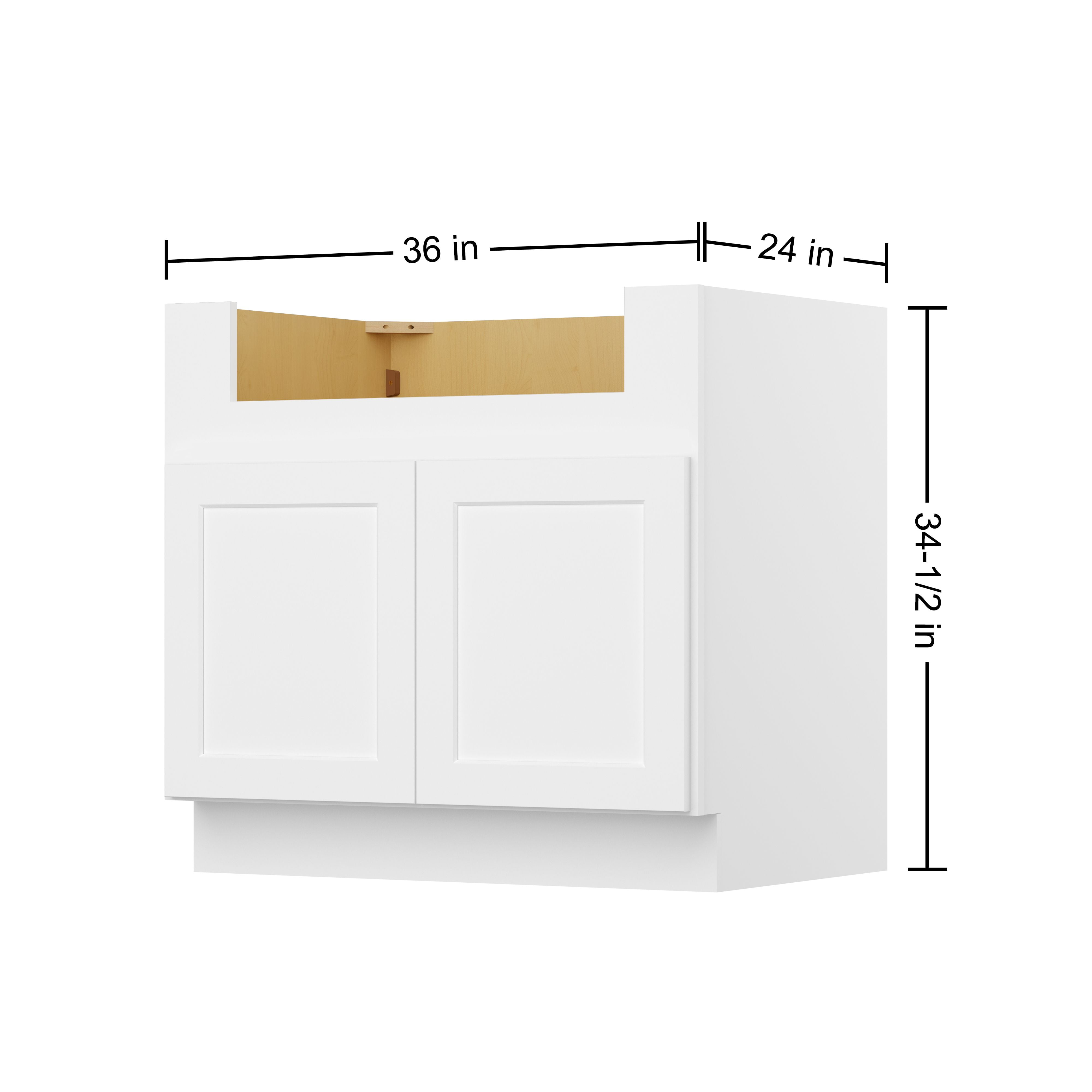 Furinno Shaker Farm Sink Bases Kitchen Cabinet, Ready to Assemble, 24 D x 36 W x 34.5 H, White