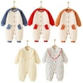 thumbnail image 4 of Esaierr Newborn Baby Romper Unisex Infants Spring Fall Onesies 0-24 Months Boys Girls Button Jumpsuits Cotton One-Piece Romper Winter Pajamas, 4 of 7
