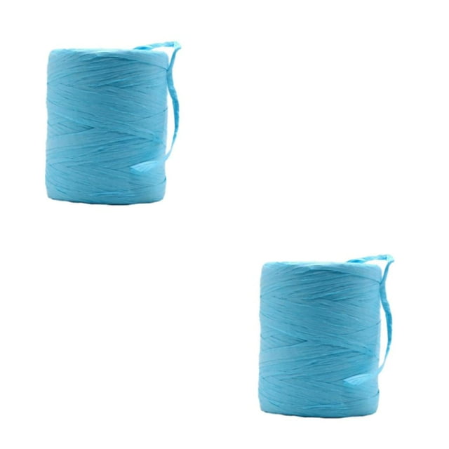 Transemion Brighten Up DIY Crafts With Colorful Raffia Rope Yarn Easy To Natural Paper Ribbon Made With Fiber acid blue 2Set