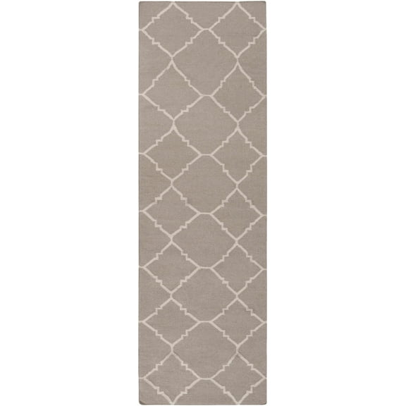 Hauteloom Akron Wool Hallway, Kitchen Runner Rug - Transitional - Dark Red, Taupe - 2'6" x 8'