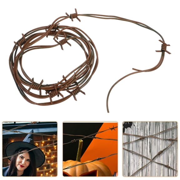 XIBUFE 2026 New Barb Wire Decor Fake Barbed Wire Brown Pvc for Performance 1Pcs for Home Decor, Parties, Theatrical Props, Outdoor Events, Halloween Decorations