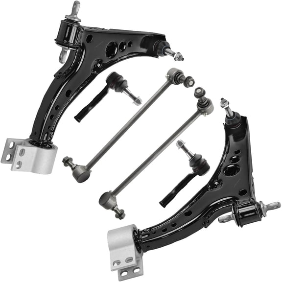 Detroit Axle - 6pc Front Suspension Kit for 2016 2017 2018 2019 Chevrolet Cruze Volt, 2 Lower Control Arms with Ball Joint 2 Outer Tie Rods 2 Sway Bar End Links Replacement