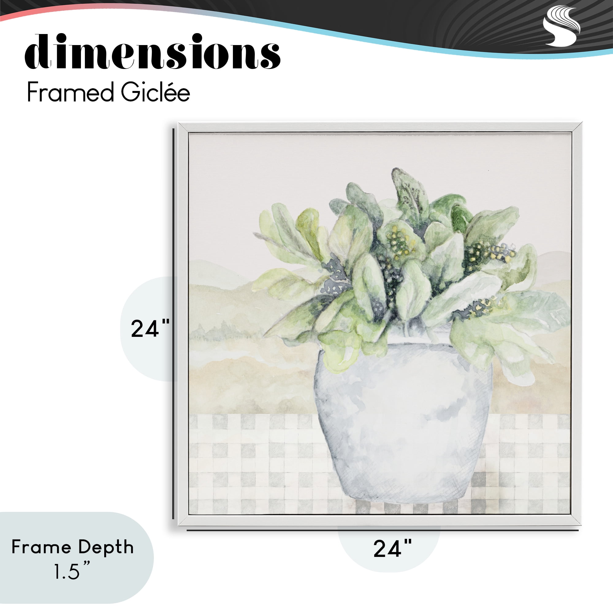 Stupell Industries Potted Farm Herbs Arrangement White Framed Giclee Art, design by Janice Gaynor