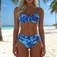 thumbnail image 2 of Levmjia Women's Floral Printed Bikini Set No Steel Support Padded Bra Triangle Bottoms Pants Split Swimwear Swimming Beach Vacation, 2 of 8