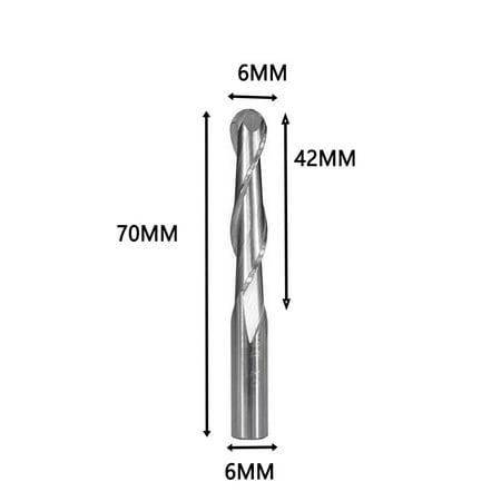

6Mm Shank Solid Carbide Spiral 2 Flutes Ball Nose End Mill Cutter Engraving Bit