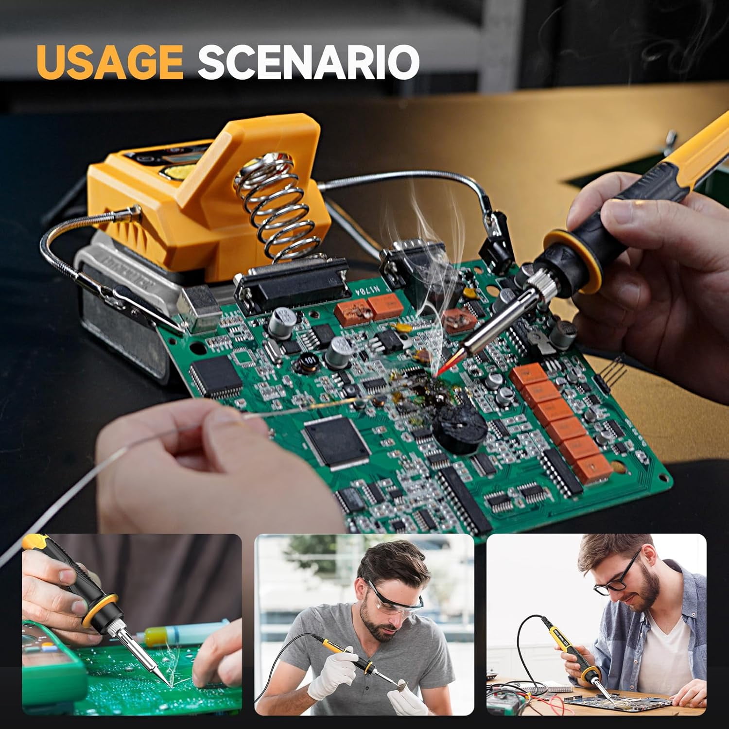 Cordless Soldering Station for Dewalt 20V Max Battery - Electric Digital LCD Display Soldering Iron Station Fast Heating Up Soldering Station for DIY, Appliance Repair (Battery Not Included)