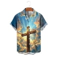 thumbnail image 6 of Yaoyar Mens Hawaiian Christian Shirts Cross Jesus Lapel Button Down Short Sleeve Beach Shirt Summer Tops Vacation Casual Fashion, 6 of 6