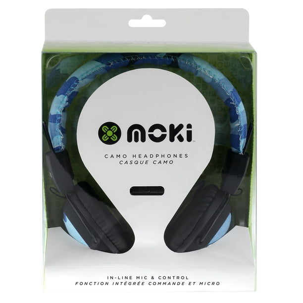 Moki Camo In-line Mic Headphones Blue