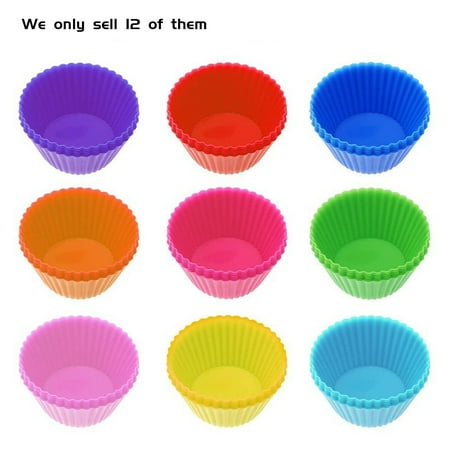 

12 Pieces of Silicone Muffin Cup Round 7cm Cake Cup Color Set Baking Silicone Mold Egg Tart Mold