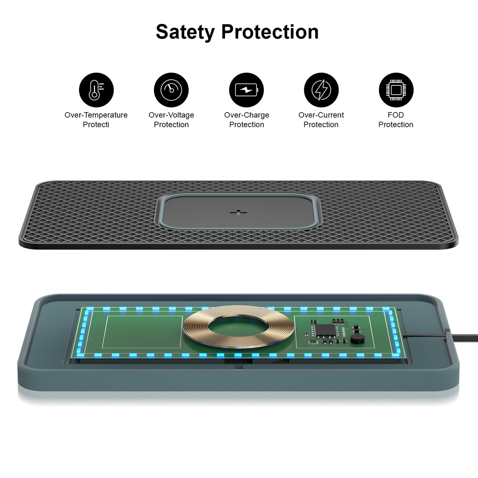 Wireless Charging Pad for Car, Non Slip Fastcharger 15W, QI Car Charger, Fast Charging Pad Supports Wireless Charging for Car Auto