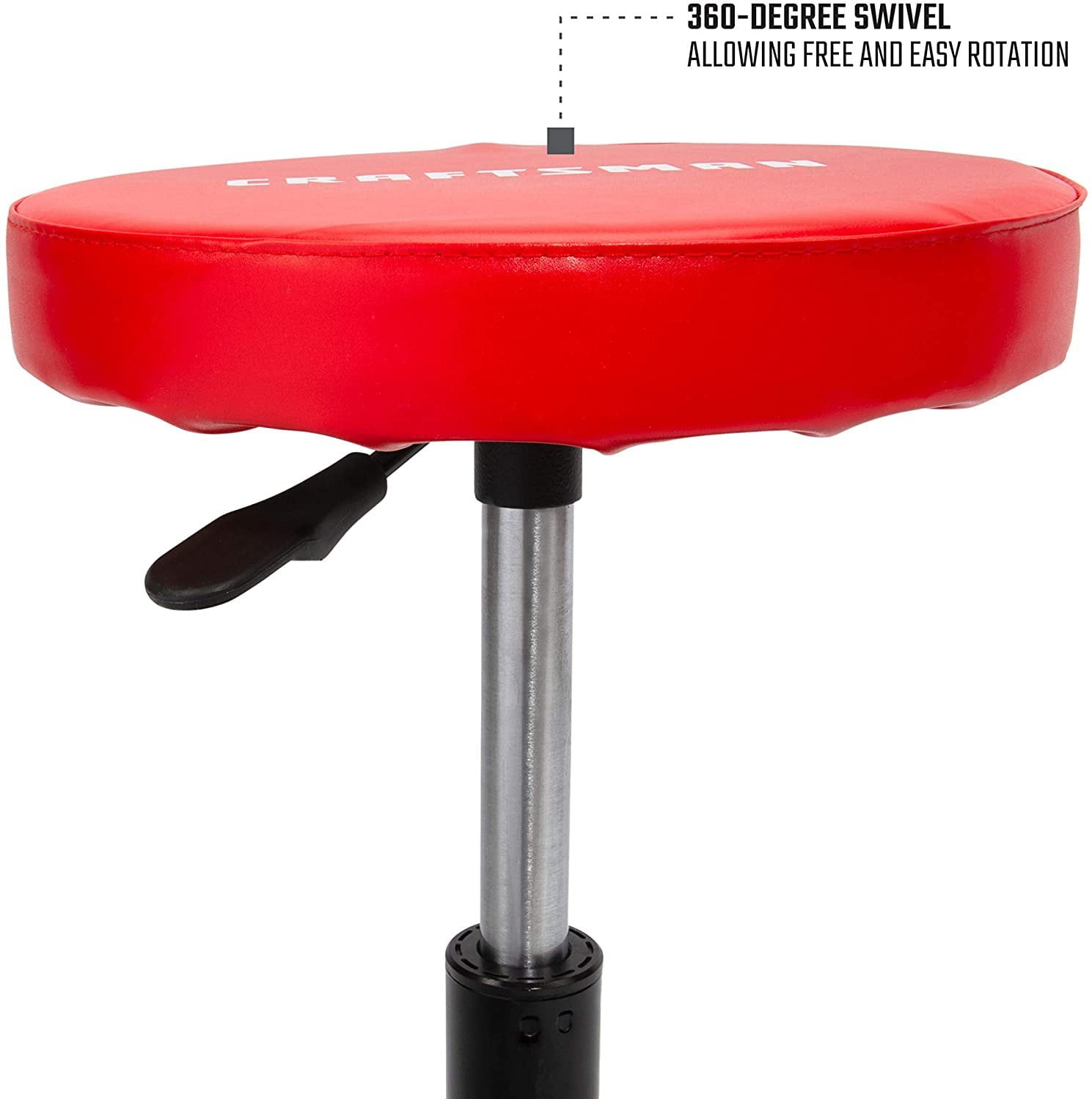 Craftsman 8087917 Vinyl Swivel Adjustable Shop Stool, Matte Red
