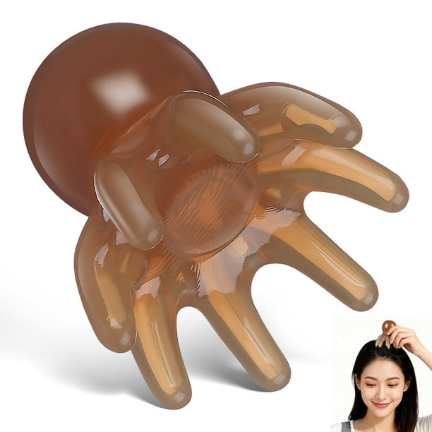 Masajeador de cabeza de pulpo de resina, peine para masaje del cuero cabelludo, herramienta Gua Sha, herramienta de masaje de mano para Spa, suministros para tienda de Spa de belleza, marrón claro