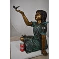 thumbnail image 2 of Nifao Girl with butterflies, green shirt Bronze Statue – Home Office Decor Sculpture, 27"L x 17"W x 24"H, 2 of 11