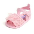 thumbnail image 6 of Aojekbee Baby Girls Open Toe Sandals Summer Layered Ruffles Princess Flats Walking Shoes for Toddler Newborn Infant, 6 of 8