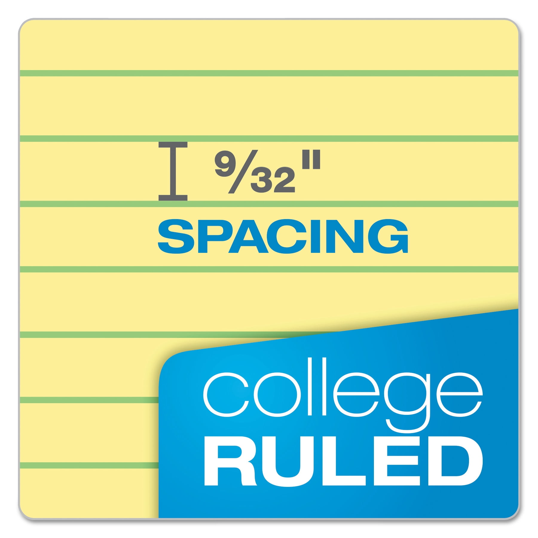 Ampad Double Sheets Pad, College/Medium, 8 1/2 x 11 3/4, Canary, 100 Sheets -TOP20223