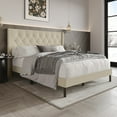 thumbnail image 2 of Home Design Oregon Full Button-Tufted Upholstered Wingback Panel Bed Frame for Adult, Beige, Easy Assembly, 2 of 12