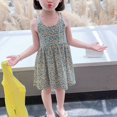 thumbnail image 2 of Teen Dresses Sleeveless Stripe Beach Clothes Casual Daily Wear Flower Girl Dress Green 3-4 Years, 2 of 4