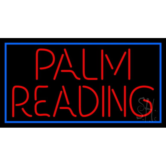 Red Palm Reading LED Neon Sign 20" Tall x 37" Wide - inches Black Square Cut Acrylic Backing, with Dimmer - Bright and Premium built indoor LED Neon Sign for Storefront.