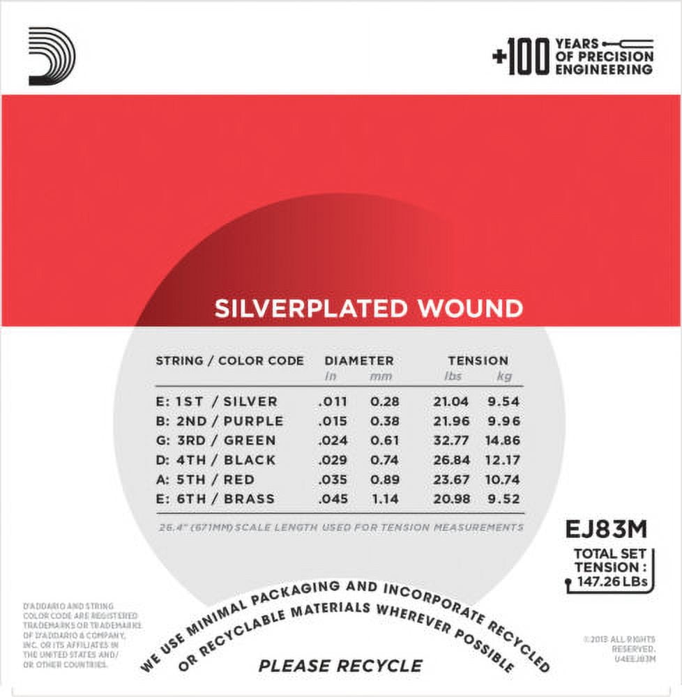 D'Addario Guitar Strings 2-Pack Gypsy Jazz Ball End Wound Silver Plated EJ83M
