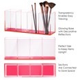 thumbnail image 3 of Elavain Clear Acrylic Makeup Brush Organizer with Neon Pink Base, 4 Sectional Office Desk Organizer, Makeup Brushes Bathroom Accessories Holder, Pen Holder for School Supplies & Dorm Room Essentials, 3 of 6