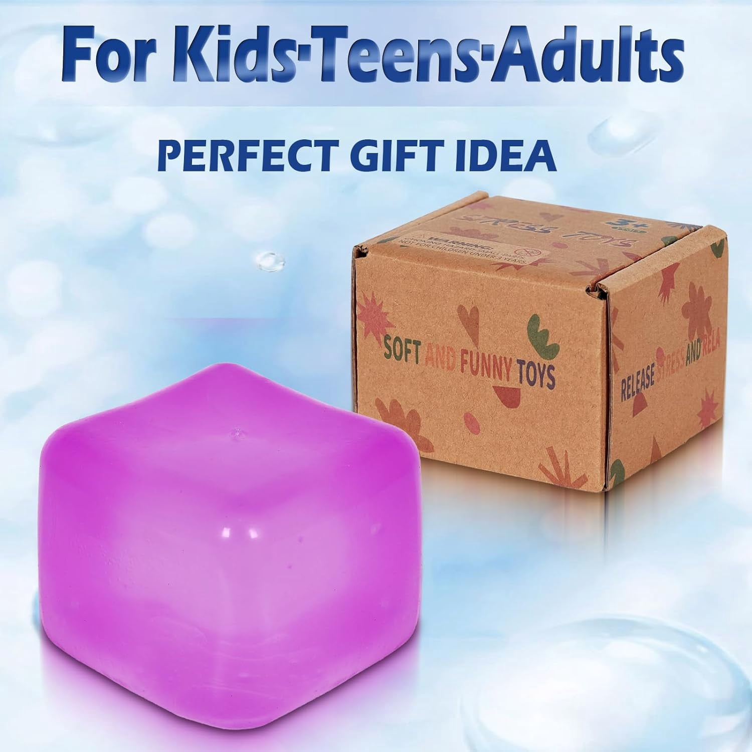 Adult-Size 2.76inch/7cm Stress Cube – Larger Than Mini Squishy Cubes, Slow-Rise Sensory Fidget for Stress Relief, Focus & Light Hand Exercise – Safe for Ages 3+ (Purple)
