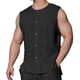 thumbnail image 1 of pstuiky Hombres Tanque, Cárdigan informal de moda para hombre, liso, cuello redondo, sin mangas, con botones Chaleco para hombre s, 1 of 5