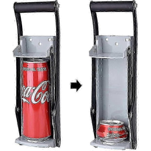 Triturador de latas y abridor de botellas - Herramienta de reciclaje de cocina 2 en 1 de aluminio resistente de 473 ml (16 oz) para reciclar latas de cerveza y refrescos, triturar refrescos.