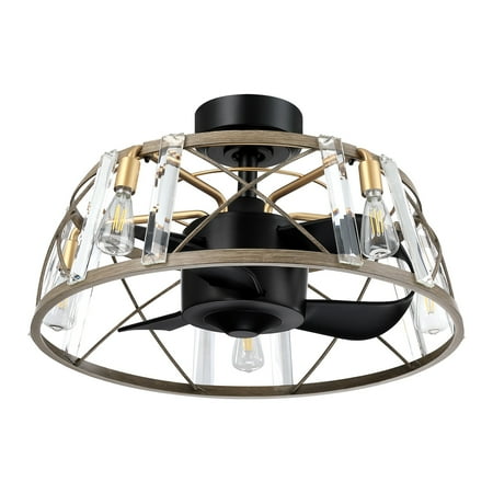 

Parrot Uncle Ceiling Fan with Lights and Remote 23 inch Chandelier Ceiling Fan with Light Semi Flush Mount Ceiling Fan Black