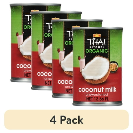 (4 pack) Thai Kitchen Gluten Free Organic Unsweetened Coconut Milk, 13.66 fl oz Can