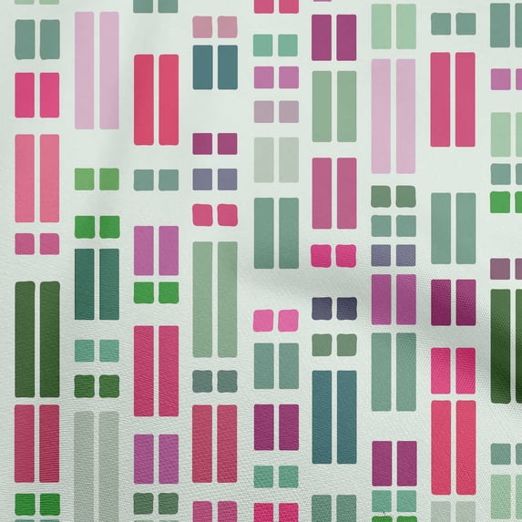 oneOone Cotton Cambric Fuschia Pink Fabric Geometric Rectangle Diy Clothing Quilting Fabric Print Fabric By Yard 56 Inch Wide