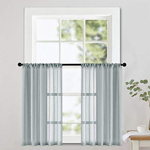 NAPEARL 1 Panel Roman Curtains Tie Up Short Sheer Kitchen Rod Pocket Curtains 