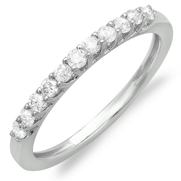 0.38 Carat (ctw) 14K White Gold Round Diamond 11 stone Anniversary Ring Wedding Matching Band Guard Ring
