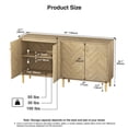 thumbnail image 2 of Eumyviv 4 Door Storage Cabine, Herringbone Accent Sideboard Cabinets, Wood Sideboard Storage Cabinet for Bedroom Living Room, Oak H0143, 2 of 11
