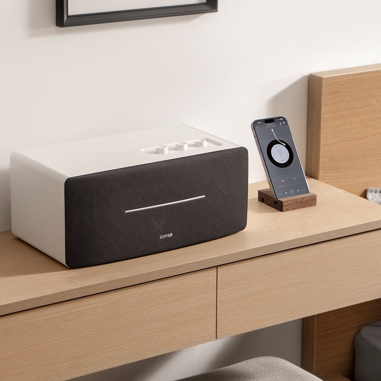 Edifier D12 Desktop Stereo Bluetooth Speaker, White, Medium