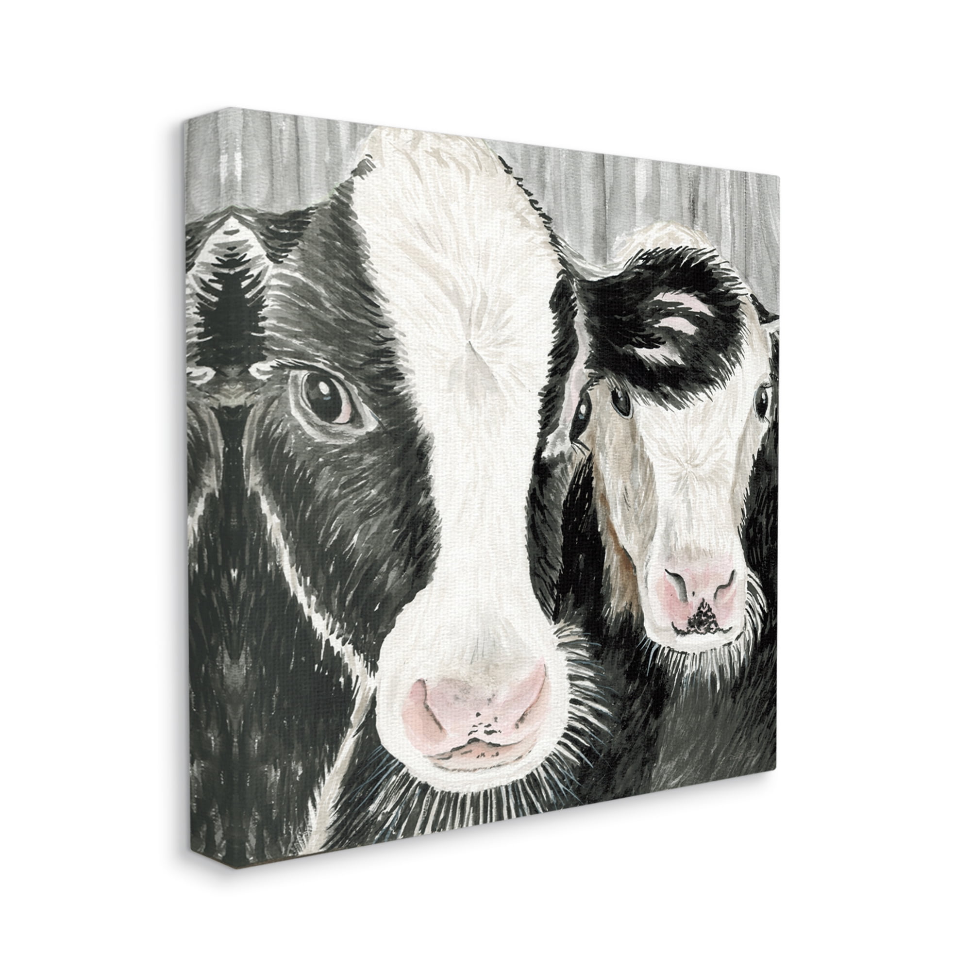 Stupell Two Farm Cows Country Portrait Animals & Insects Painting Gallery Wrapped Canvas Print Wall Art