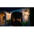 thumbnail image 2 of Urban Ambiance Luxury Craftsman Outdoor Wall Light, Medium Size: 14.25"H x 8"W, with Tudor Style Elements, Wrought Iron Design, Natural Black Finish and Seeded Glass, UQL1042, 2 of 8