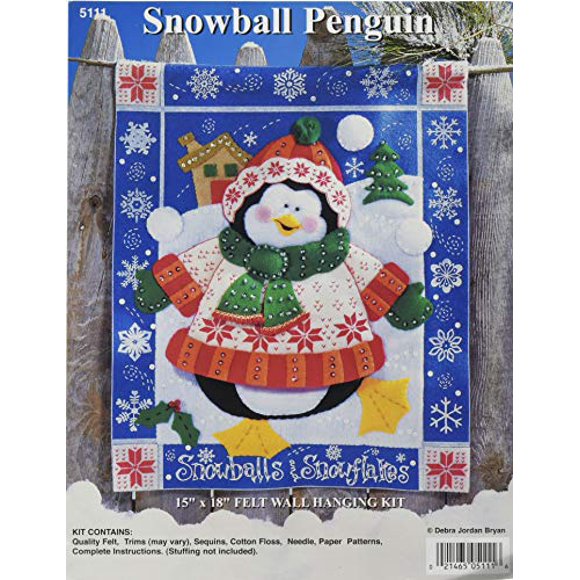 Design Works Crafts Kit de Décoration Murale Pingouin Boule de Neige, 15 Pouces x 18 Pouces, Divers