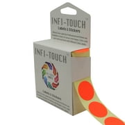 Infi-Touch Labels 1 inch Round Permanent Color-Code Dot Stickers, 1000 per Dispenser Box (Fluorescent Red-Orange)