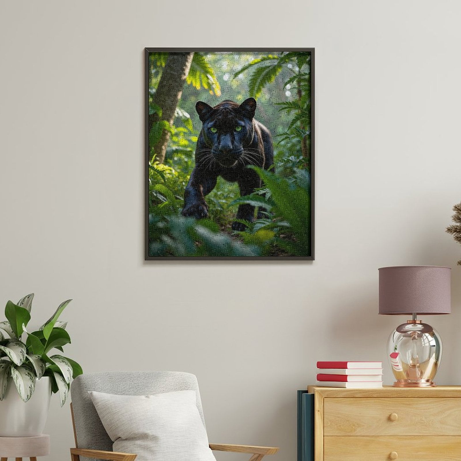 Paint By Numbers Kit for Adults Beginner - Midnight Jungle Panther Stalking DIY Canvas Painting Kits for Adults, Frameless Paint By Number for Adults for Home Wall Decor 16x20 Inch